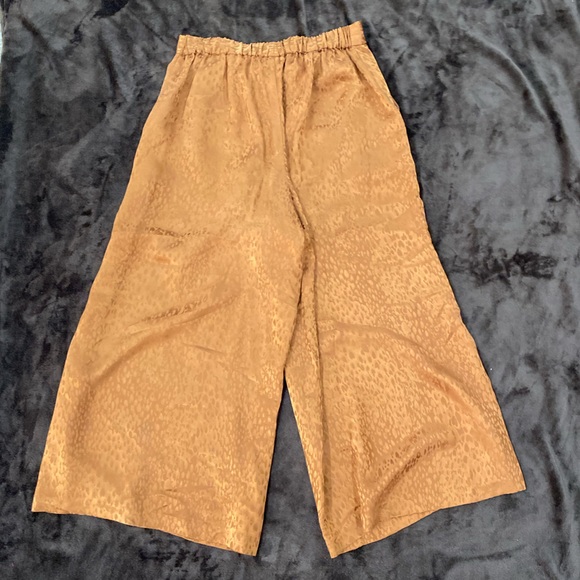 A.L.C Silk Jameson Bronze Animal Print Cropped Culotte Trouser Size 0 - Picture 12 of 13